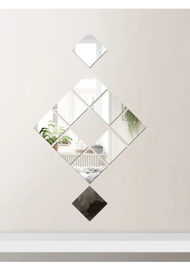 Birdhouse Ayna Efektli Duvar Dekoratif Stickerları 10 Adet 160708857 Beyaz