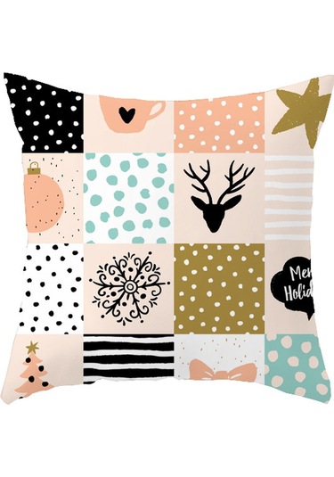 Cartoon Hand-painted Style Christmas Decorative Pillow No.22 Ekru