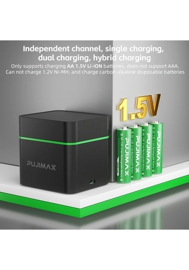 Besthome1 Dream011 Pujımax 12 Yuvalı Aa 1.5v Lityum İyon Şarj İstasyonu - 4255mah Kapasite Çift Şarj Modu