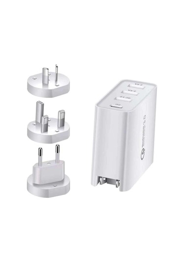 Yunboo 48w 4 Port Çoklu Şarj Aleti - 30w Pd Usb-c Ve Quick Charge 3.0 - 100-240v - Abd+ab+eu+av Dönüştürücü - Beyaz