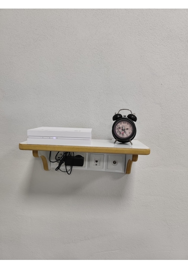 Dekoratif Priz Üstü Raf, Tekli Modem Rafı Beyaz