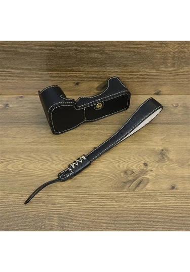 Butu Sony A7c Iı Kamera İçin Alt Kılıf Pu Deri Anti-damla Yarım Gövde Kapağı, Bilek Kayışı - Siyah