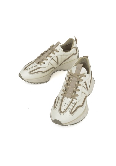 Ziya, Kadın Hakiki Deri Sneaker 1431000z4660 Krem 1231000 4660 004 Krem