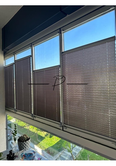 Plise Perde Cam Balkon Akordiyon Perde Sistemleri 11 Renk Seçeneği Ekru