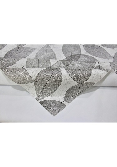 Elyaf Astarlı Silinebilir Pvc Muşamba Masa Örtüsü 165-a Yapraklı-gri