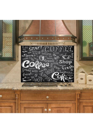 Mutfak Duvar Tezgah Arası Ocak Arkası Sticker Kaplama Coffee Shop