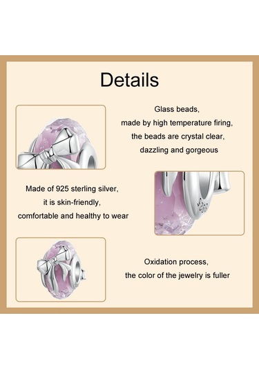 S925 Ayar Gümüş Pembe Yay Cam Boncuk Dıy Boncuk Bsc1057 Çok Renkli