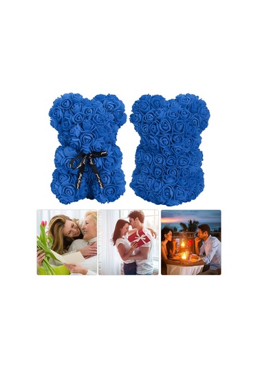Springsun Mavi Sonsuz Çiçekli Ayı Dekorasyon, Sevgi Hediyesi İçin Ornmanlı Yapay Gül, Ev Dekoru Ve Romantik Etki Sağlar