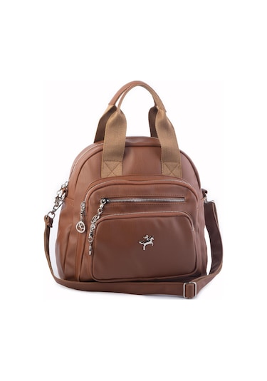 Nas Bag Kadın Çok Gözlü Dönüştürülebilir El Omuz Ve Sırt Çantası Taba Yıkamalı En : 28 Cm Boy :25c M Çok Renkli