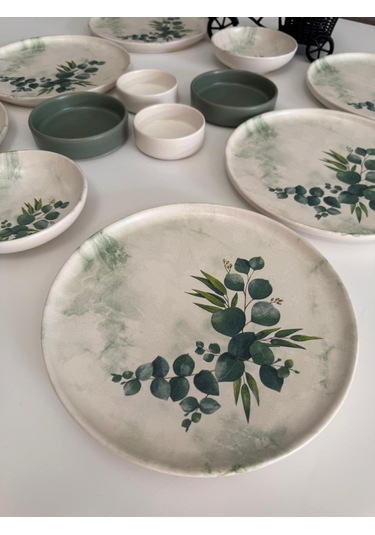 Takım Kahvaltı Okaliptus 12 Parça 6 Kişilik Mat Yeşil