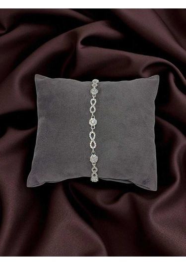 Taşlı Sonsuzluk Ve Çiçek Figürlü Gümüş Bileklik Zarif Ve Işıltılı Tasarım Gümüş