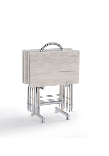 Orkide Beyaz Desenli 4'lü Çanta Sehpa