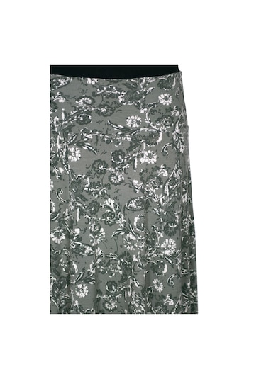 Barem Kadın Arzu Korsajlı 6 Parçalı Açıklı Koyulu Çiçekler Haki Etek Haki