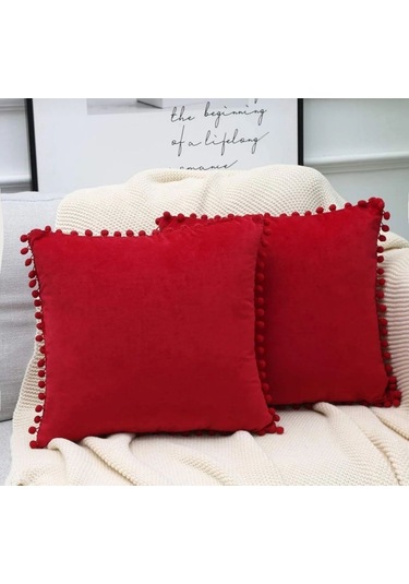 Mercansa 2'li Ponponlu Kırlent Kılıf Seti 40x 40 Renkli