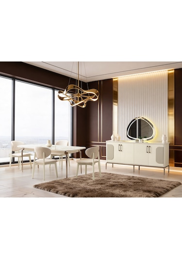 Seramik Mdf Yemek Odası Takımı Aytaşı