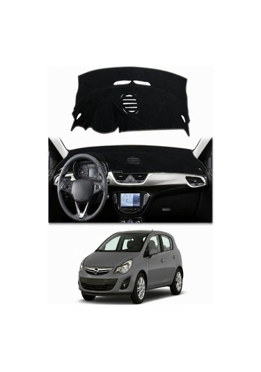Opel - Corsa E 2014-2019 Uyumlu Torpido Koruma Kılıfı - Gri Şeritli