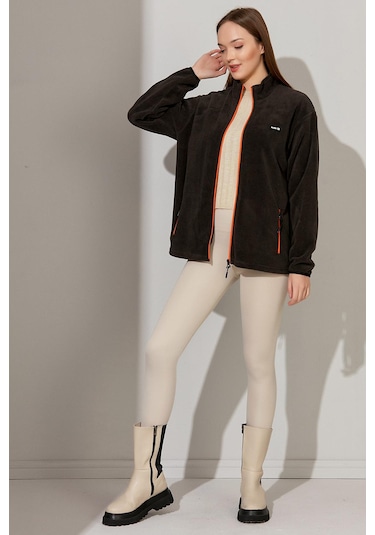 Alexandergardı Fermuarlı Oversize Polar E21-81101 Bej