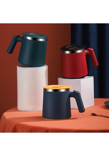 Kırmızı 420 Ml Su Bardağı Haşlanma Önleyici Sızdırmaz Kapaklı Kahve Paslanmaz Çelik Yalıtımlı Isı Bardaklar