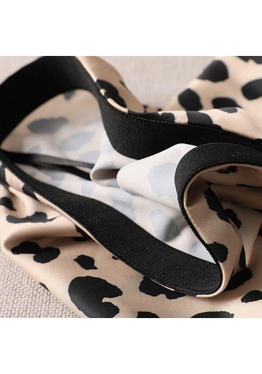 Qooth Kadın Yaz Yüksek Bel Saten Leopar A-line Etek Zarif Vintage Retro Moda Midi Etek Qt1823 Leopar