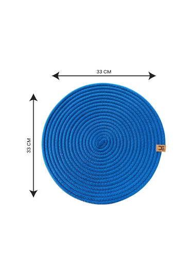6 Lı Yuvarlak Supla Takımı Kolay Temizlenebilir, Modern Sofralar İçin Koyu Mavi