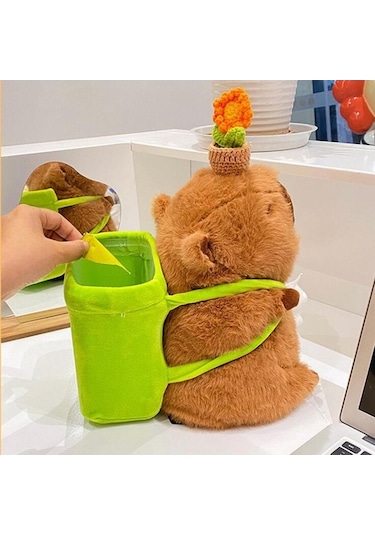 Createtech Suntek Peluş Capybara Araba Doku Çöp Kutusu Gs Çok Renkli