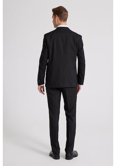 Ds Damat Slim Fit Siyah Düz Mono Yaka Tek Yırtmaçlı Astarlı Takim Elbise Kombinli 8HFY5ORTKMBN2 Siyah