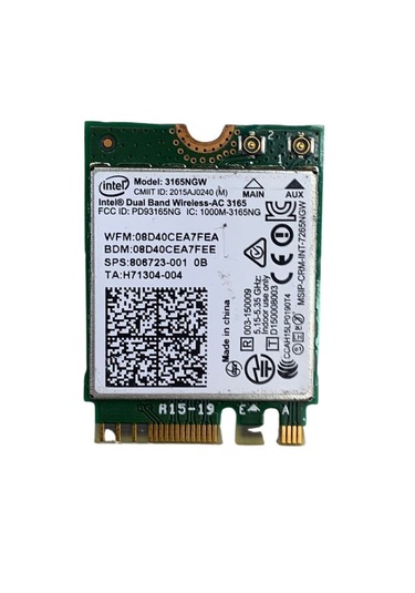 Intel Dual Band Wireless-ac 3165 3165ngw Wifi + Bluetooth Kart 433 Mbps M.2 Kart