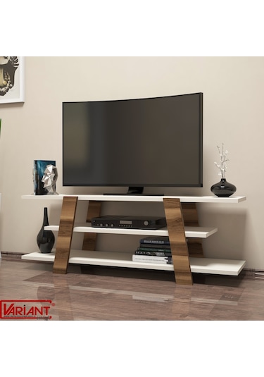 Variant Variant Flower Tv Sehpasi Tv Ünitesi Ceviz - Metalikinci (Ekru )