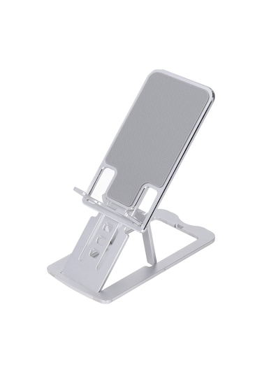 Geeksen Alüminyum Kollu Masaüstü Telefon Tutucu, 7 Açıyla Ayarlanabilir, Çift Taraflı Vidalı, 12 İnç Tablet/notebook Uyumlu, Katlanabilir Taşınabilir, Gümüş Renk