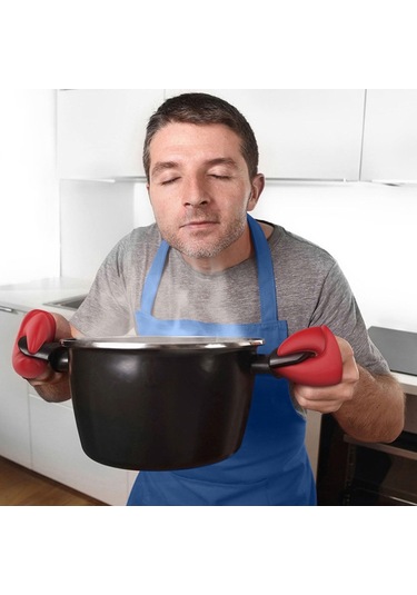 Sones Bir Çift Istakoz Maşası Isı Yalıtım Eldiveni Mutfak Yüksek Sıcaklığa Dayanıklı Silikon Haşlanma Önleyici El Klipsleri