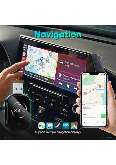 Q1 3in1 Kablosuz Carplay Adaptörü Ekran Yansıtma Telefon Kontrolü Sadece Apple İos İphone İçin Diğer