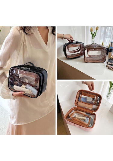 Mufunye Kozmetik Çantası, Taşınabilir Ve Büyük Kapasiteli, Siyah