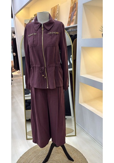 Nuss Pantolonlu Takım 1049 Bordo Bordo