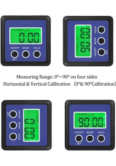 Pazly 3 Düğme Mini Hassas Manyetik Dijital Eğim Kutusu / Eğim Ölçer / İnklinometre Mavi Diğer