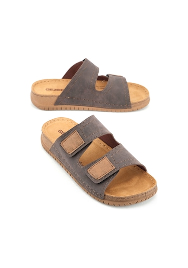 Gezer Erkek Yazlık Tasarım Çift Cırtlı Ayarlanabilir Suni Deri Rahat Taban Günlük Terlik Gt1yme.15588.06.011.h95 Kahverengi