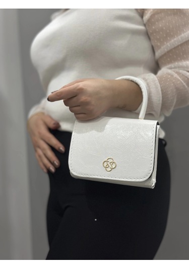 Biçomi Beyaz Cilt Krash Çanta Beyaz