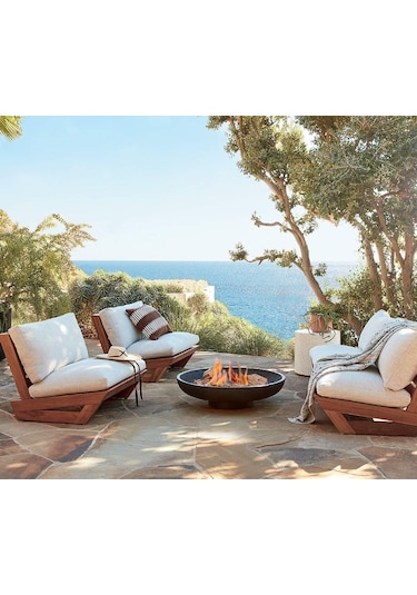Conforelit Bahçe Balkon Kayın Ahşap Koltuk Takımı 2+1+1 Krem