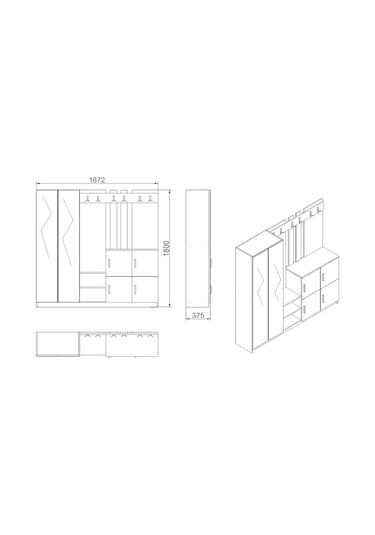 Robinhome Robin Home Nova Vestiyer Portmanto Ayakkabılık Çam-Gri