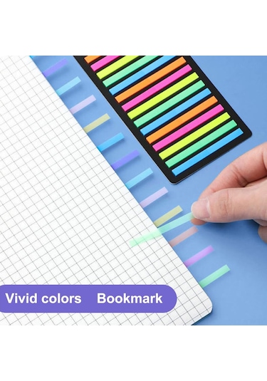 Moveevo Parlak Yapışkanlı Şeffaf İndeks Etiketleri - 300 Adet 5 Renk 100 Adet