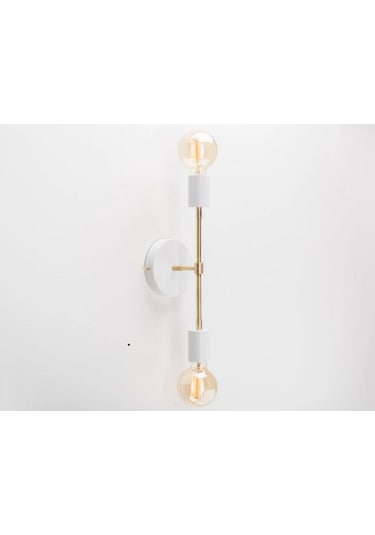 Riolight Retro,vintage,rustik Beyaz 2xe27 Duylu Metal Ayna Üstü Duvar Aplik Beyaz