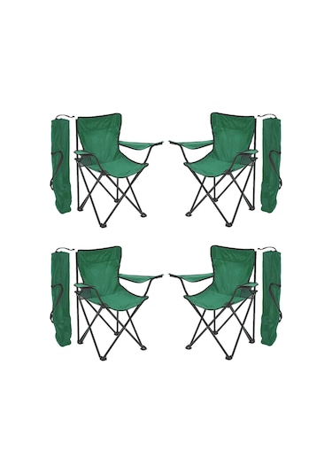 Exent 4'lü Rejisör Kamp Sandalyesi Katlanır Çantalı Piknik, Plaj, Balıkçı Sandalyesi-yeşil Yeşil