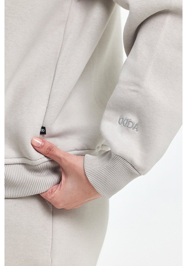 Odda Kadın Bisiklet Yaka Şardonlu Sweatshirt Gri