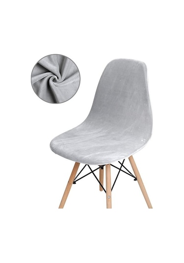 Gri 1 /2 /4 /6 Parça Kadife Düz Sandalye Kılıfları Kolsuz Kabuk Sandalye Kılıfı Düğün Yemek Odası Ofis Ziyafet Otel 1 Parça Gri