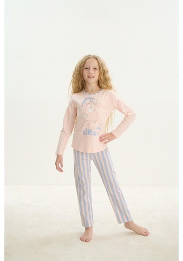 Sevim Kız Çocuk Uzun Kol Pembe Pijama Takım C4t0n7o8 001