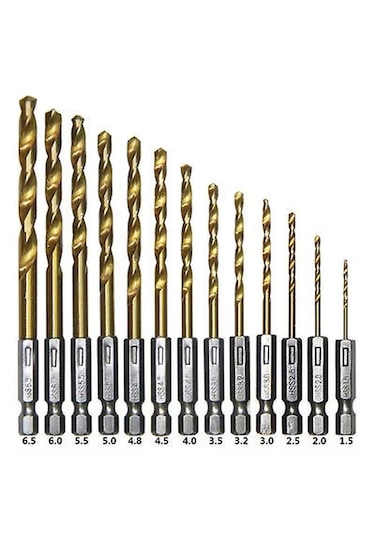 Rekotools-1/4'' Bits Saplı Tin Kaplı Hss Matkap Ucu Seti 13 Parça