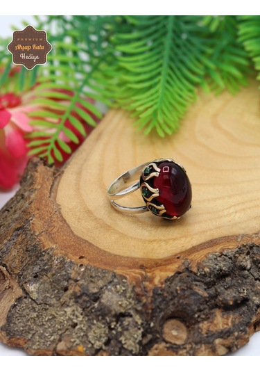 Lal Taşlı El İşçiliği Otantik Gümüş Kadın Yüzük 201024712 Gümüş