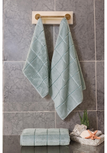 Varol Kare Micro Cotton Banyo Havlusu 90x150cm Yeşil-90x150cm Yeşil