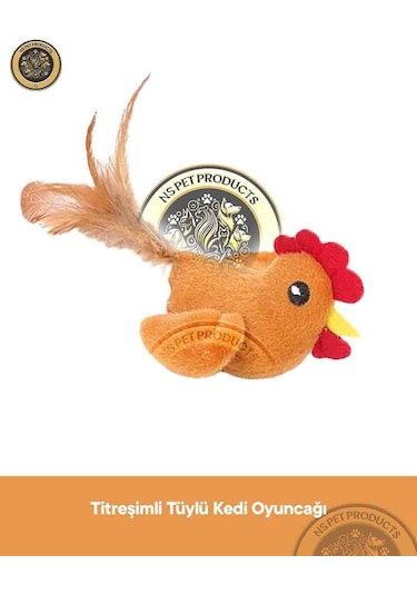 Flip Titreşimli Tüylü Kahverengi Kedi Oyuncağı Kuş