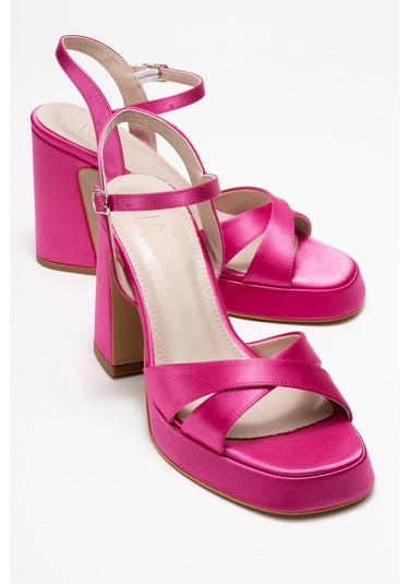 Luvishoes Lello Fuşya Saten Kadın Topuklu Ayakkabı Fuşya