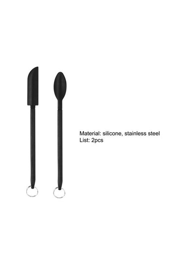 Siyah Mini Spatula Teleskopik Isıya Dayanıklı Ergonomik Saplı Mutfak Şişeleri Küçük Silikon Spatula Minik Kazıyıcı